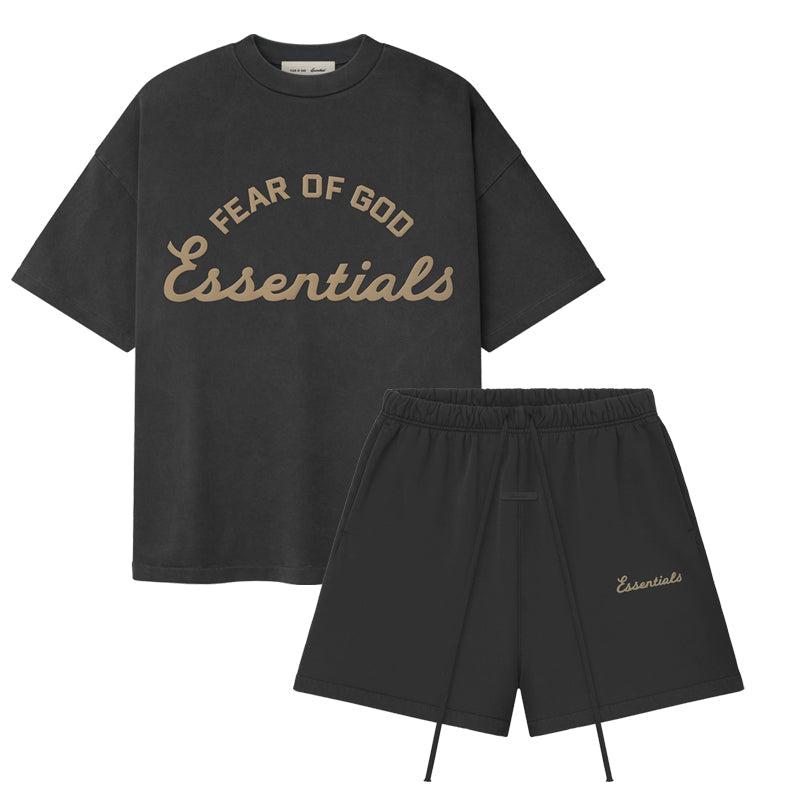 ESSENTIALS SS26 Training 90s Black — Tee & Shorts