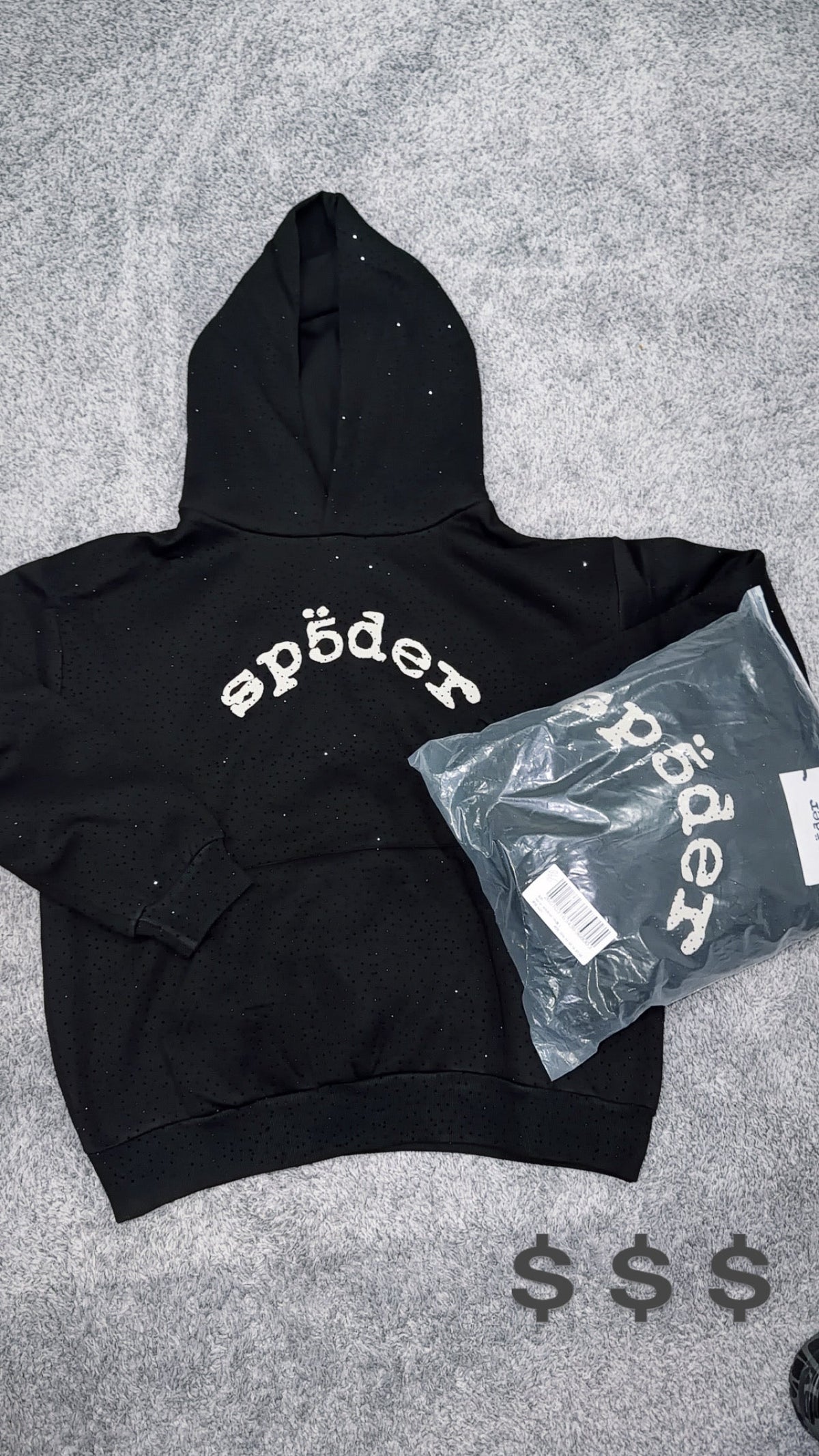 Sp5der Rhinestone Hoodie ‘Black’