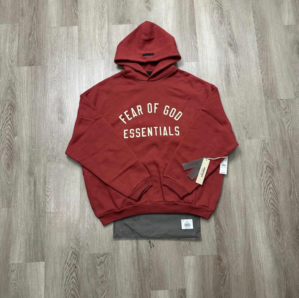 FW24 Essentials  Fleece Hoodie Crimson