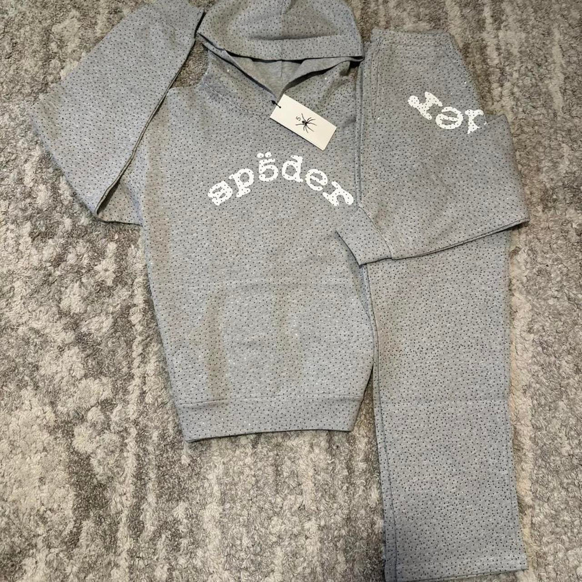 Grey Rhinestone Sp5der Set