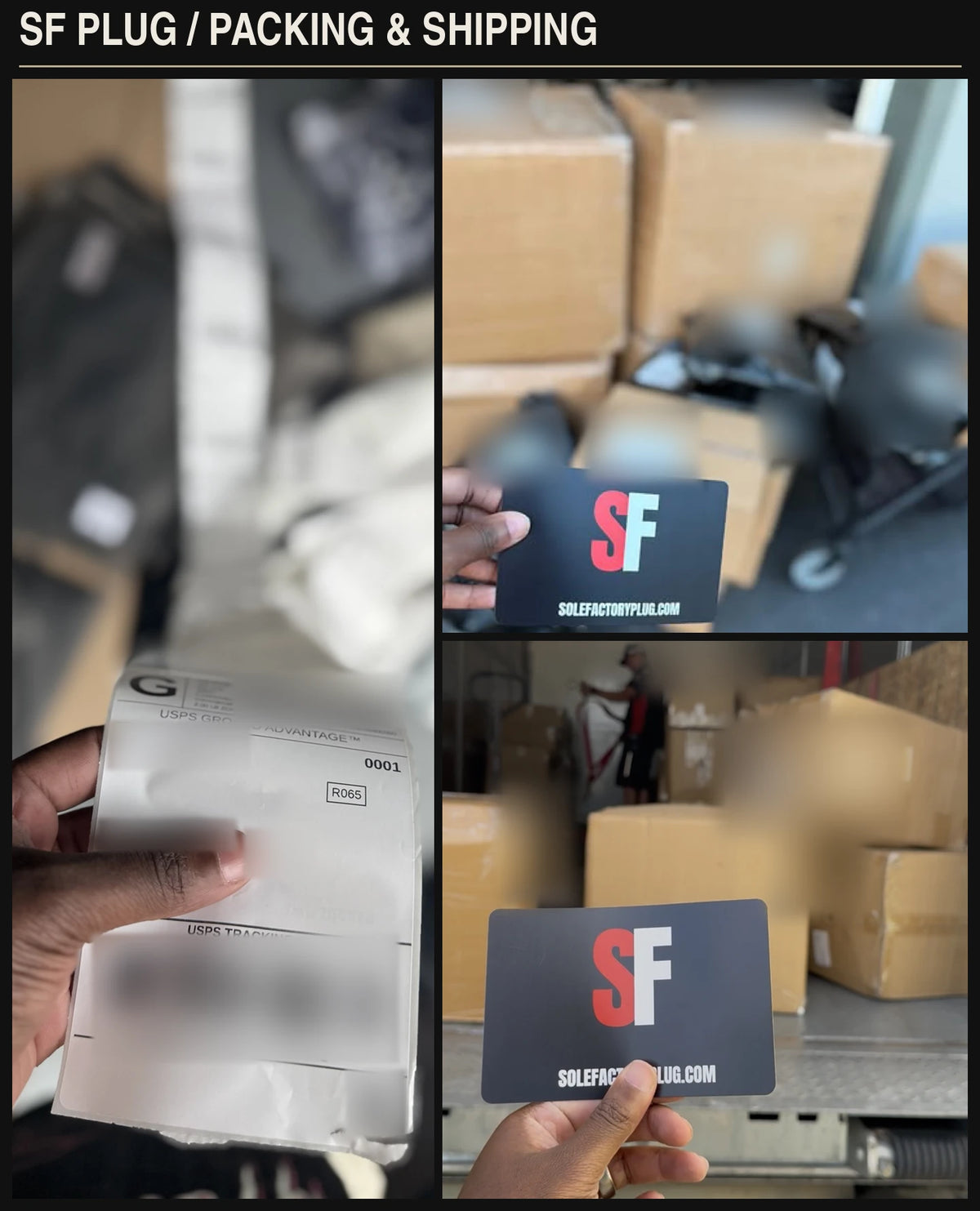 SF Plug packing and shipping collage