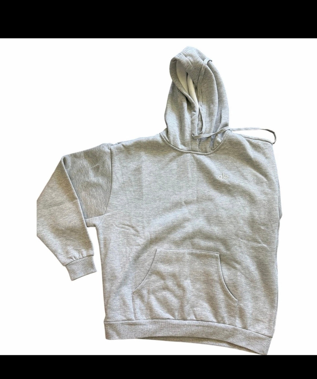 ALO Accolade hoodie — Athletic Heather — folded detail